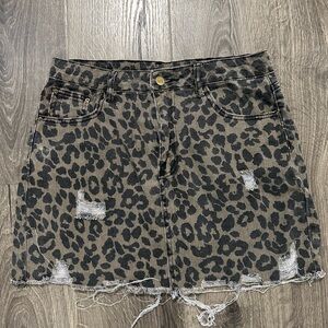 Cheetah Jeans Skirt